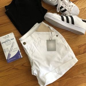 New Maternity White Jean Shorts